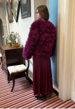 Vintage Style Ladies Purple Feather Long Sleeve Jacket