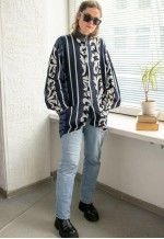 Vintage Blue/White Patterned Bohemian Jacket