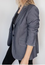 Rhinestone denim blazer jacket