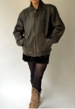 Vintage Lightweight Distressed Brown Leather Jacket