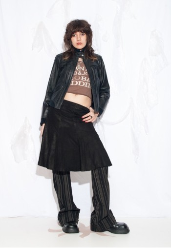 Vintage Y2K Racing Leather Jacket in Black
