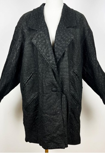 Vintage Black Leather Jacket, Oversized Leather Jacket
