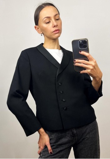 Vintage Black Wool Elegant Blazer, Classy Women's Jacket