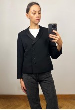 Vintage Black Wool Elegant Blazer, Classy Women's Jacket