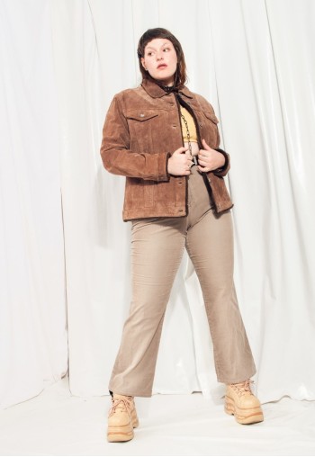 Vintage Leather Jacket 90s Faux Shearling Real Suede Coat