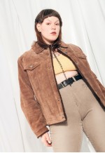Vintage Leather Jacket 90s Faux Shearling Real Suede Coat