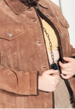 Vintage Leather Jacket 90s Faux Shearling Real Suede Coat