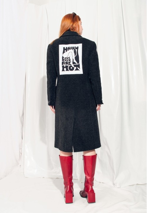 Reworked Vintage Coat 90s Feminist Hairy Leg Graphic Jacket